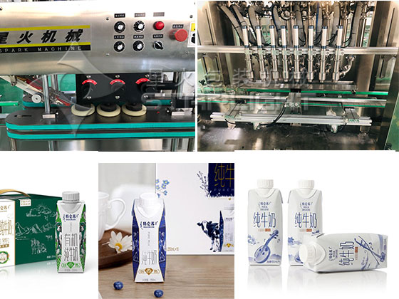 纯牛奶包装机设备-全自动纯牛奶包装生产线细节及产样品图