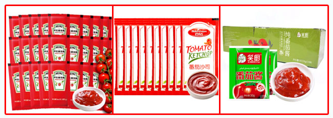 星火番茄沙司自动包装机包装样品展示